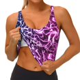thumbnail image 1 of Rateoe Blue Lightning Print Womens' Sports Bras Scoop Neck Sports Vest- Padded U Back Seamless High Impact Support, 1 of 7