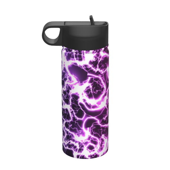Rateoe Blue Lightning Printed 18oz Sports Insulated Water Bottle, Double-Walled Stainless Steel Kettle with Leak-Proof Straw Lid, Portable & BPA-Free for Outdoor, Gym, Camping, and Travel