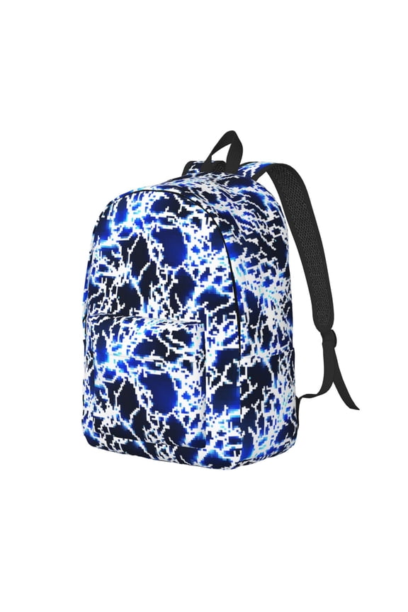 Blue Lightning2 Pattern Durable Canvas Backpack for Men & Women – Stylish & Lightweight – Adjustable Straps, Multiple Pockets – Fits 15-17 Inch LaptopsSmall