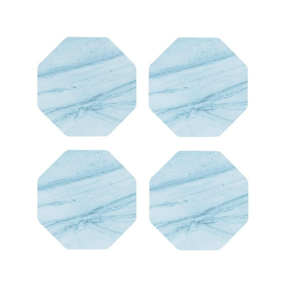 Rateoe Blue Marble Drawing Drink Coasters Set of 4 Leather Coasters Spill Protection for Table Desk,Durable and Non Slip Leather Coaster ,4 Inches Drink Mats-Octagon