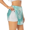 thumbnail image 1 of Rateoe Blue Marble Printed 2 in 1 Women's Workout Shorts for Athletic Gym Running Shorts with Phone Pockets-Medium, 1 of 7