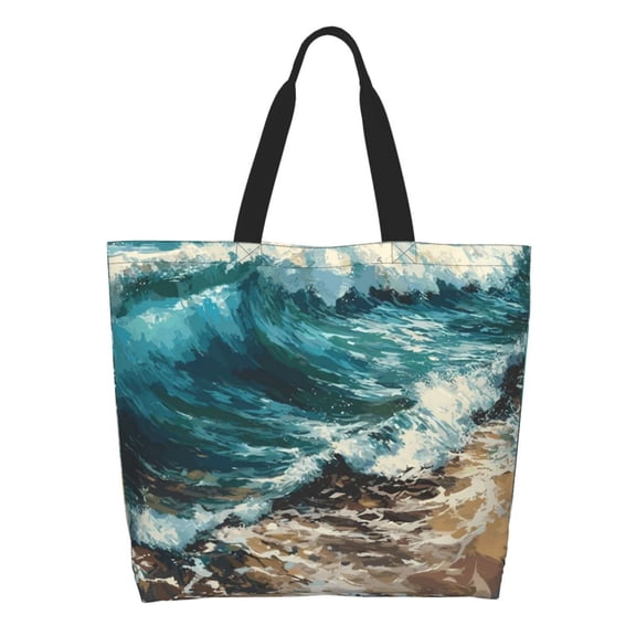 Rateoe Blue Ocean Waves Tote Bag - Waterproof Lightweight Handbags Travel Shoulder Bag for Hiking Yoga Gym Swimming Travel Beach