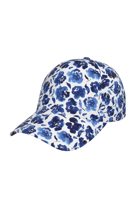 Blue Roses Pattern Baseball Cap Outdoor Cap Mountain Dad Hat - Unstructured Soft Cotton Cap-Adjustable UV Protection Cap