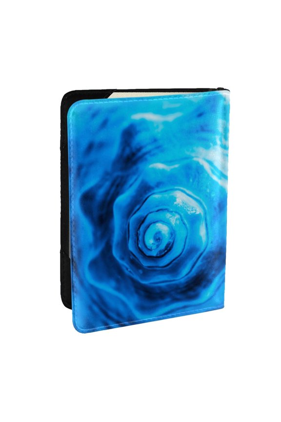 Blue Shell Pattern Passport Holder Wallet Leather Mulit-purpose Travel Wallet Credit Cards Case ,Passport Cover for Women Men-6.5 in