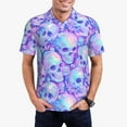 thumbnail image 1 of Rateoe Blue Skull Daisy Pattern Men's Short Sleeve Polo Shirts, Golf Polo Shirts Short Sleeve Performance Moisture Wicking Dry-Large, 1 of 6