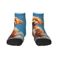 thumbnail image 1 of Rateoe Blue Sky Cloud Puppy Pattern Quarter Crew Socks,Toe Seamed Ankle Socks,Cotton Cushioned Breathable Athletic Crew Sports Socks, 1 of 7