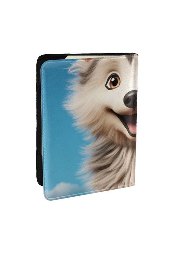 Blue Sky Cute Wolf Pattern Passport Holder Wallet Leather Mulit-purpose Travel Wallet Credit Cards Case ,Passport Cover for Women Men-6.5 in