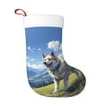 thumbnail image 1 of Rateoe Blue Sky Dog Print Christmas Stockings,18 Inch Large Christmas Stockings Decoration Ornaments for Holiday Home Fireplace Indoors, 1 of 7