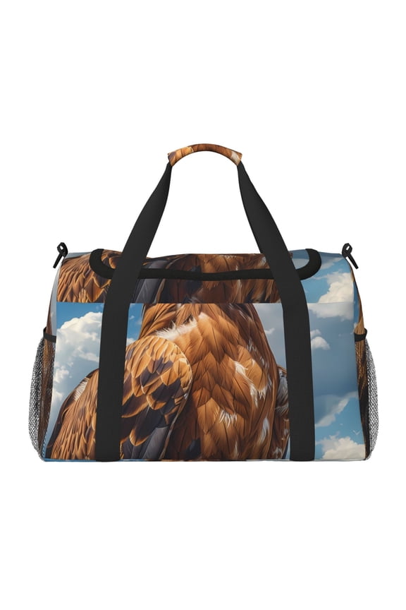 Blue Sky White Cloud Eagle Pattern Gym Bag for Women, Duffle Bag for Travel with Wet Pocket, Carry on Weekender Bags for Women, Water Resistant Travel Bag Duffel Bag