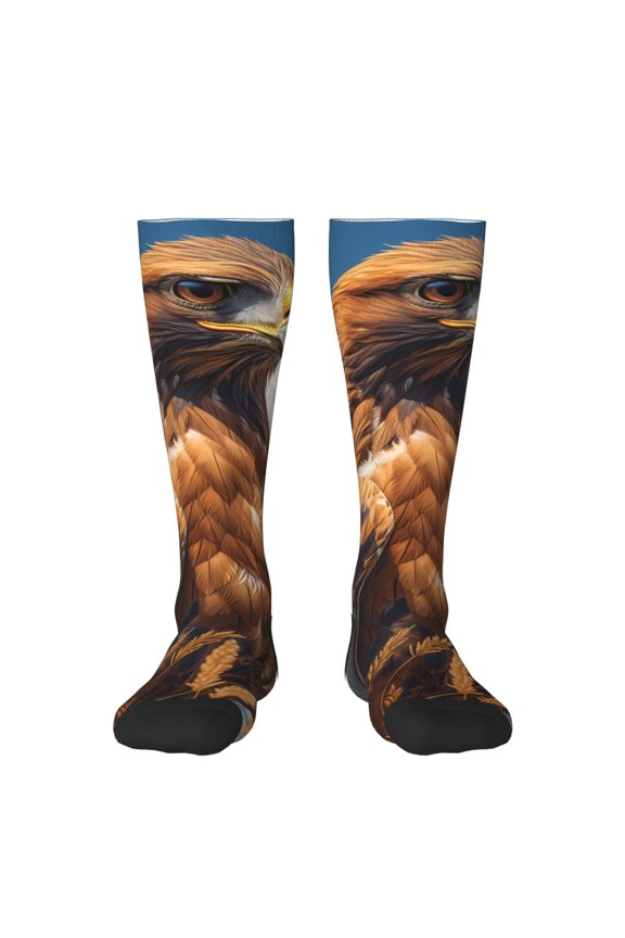 Blue Sky White Cloud Eagle Pattern Women’s Knee High Crew Socks,Trouser Socks Comfortable, Breathable, Moisture-Wicking and Soft