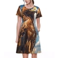 thumbnail image 1 of Rateoe Blue Sky White Cloud Eagle Pattern Women’s Short Sleeve Dress – Casual Elegant Summer A-Line Dress for Everyday Wear, 1 of 6