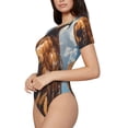 thumbnail image 1 of Rateoe Blue Sky White Cloud Eagle Printed Women Rash Guard Short Sleeve,Tummy control Swimsuit Surfing Swimsuit Bathing Suit Short-sleeved Onesie UPF 50+, 1 of 6