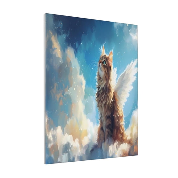 Rateoe Blue Sky Winged Cat Pattern Decorative Picture – Unique Modern Wall Art, Ready-to-Hang Canvas Print for Home (Vertical)