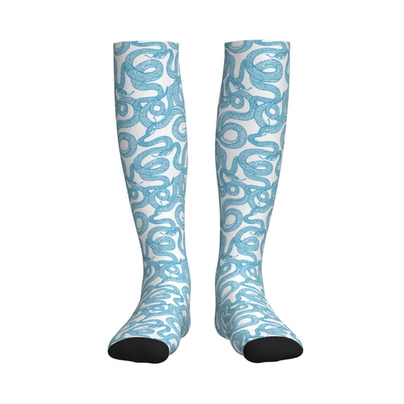 Rateoe Blue Snake Compression Socks for Women and Men 20-30mmHg-Circulation Support Socks Knee High Nurse Pregnant Running Medical and Travel Athletic