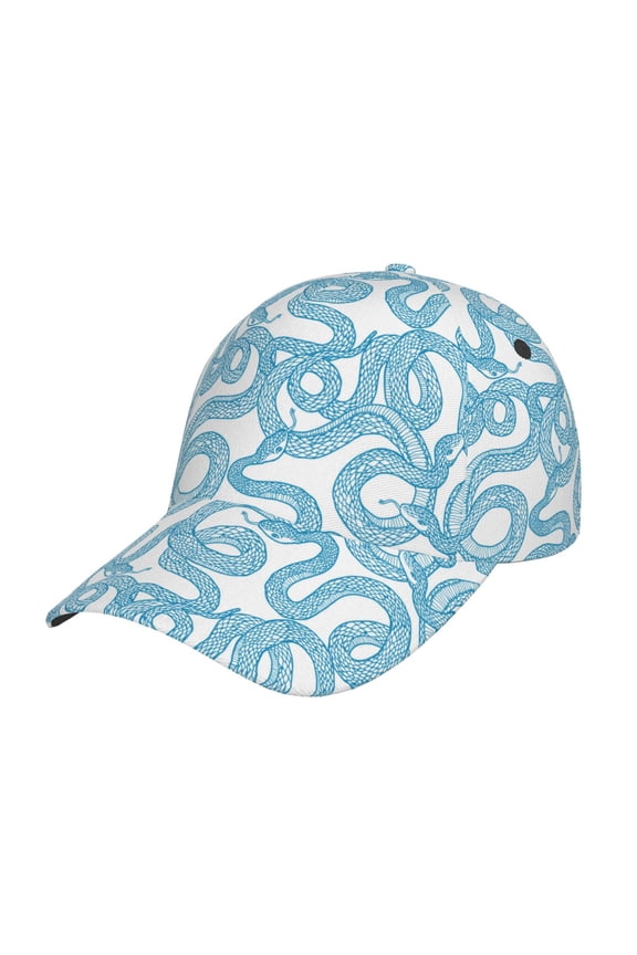 Blue Snake Pattern Baseball Cap Outdoor Cap Mountain Dad Hat - Unstructured Soft Cotton Cap-Adjustable UV Protection Cap
