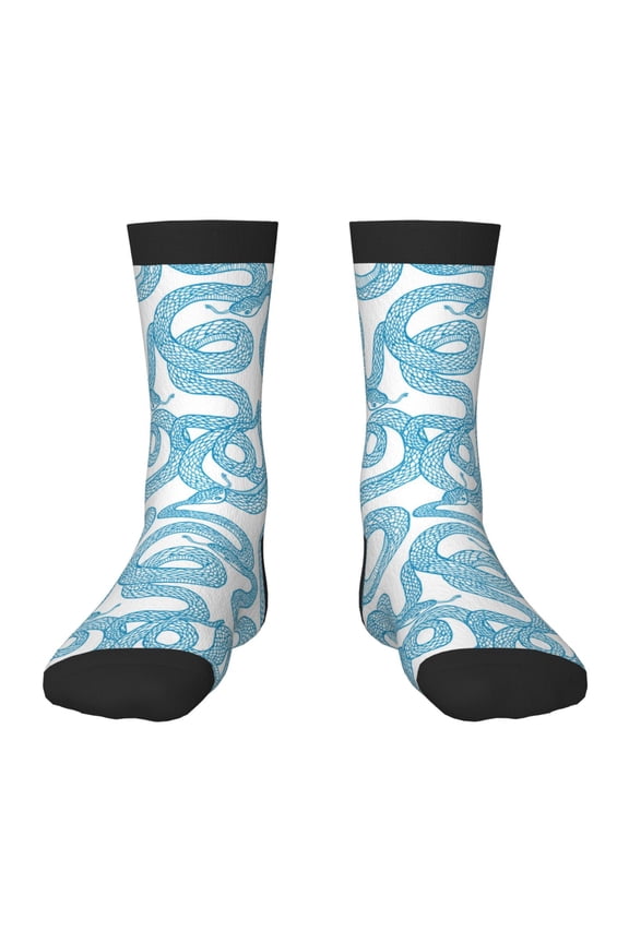 Blue Snake Pattern Children's Socks, Socks Gifts ,kids Crew Soft Cotton Socks , Moisture-Wicking, Durable, Ideal for Daily Wear & Sports