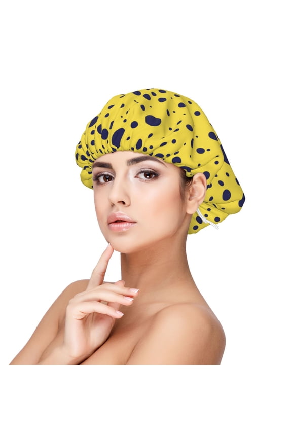 Blue Spots Pattern Silk Satin Hair Bonnet for Sleeping, Adjustable Sleep Cap Turban for Women , Curly Straight Hair Long Large Braid