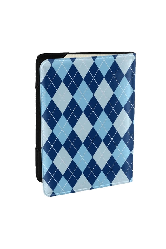Blue Squares Pattern Passport Holder Wallet Leather Mulit-purpose Travel Wallet Credit Cards Case ,Passport Cover for Women Men-6.5 in