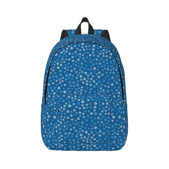 Rateoe Blue Star Print Pattern Canvas College Laptop Backpack,Travel Daypack,Durable Rucksack Travel Notebook Bag School Backpack Book Bag for Men Women-Small