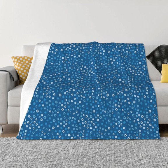 Rateoe Blue Star Print Pattern Flannel Throw Blanket, Ultra-soft Blanket for Bed, Couch, Car, Hypoallergenic Anti-pilling blanket-60"x50"(Horizontal)