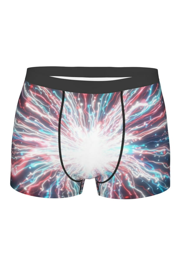 Blue Swirl Fireworks Mens Boxer Briefs Poly Spandex Performance Boxer Briefs Underwear Hem Boxer Briefs - Medium
