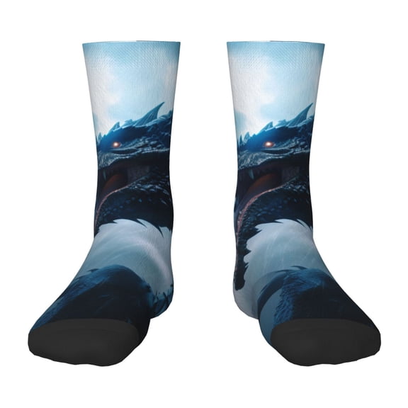 Rateoe Blue Thunder Storm Dragon Pattern Children's Socks, Socks Gifts ,kids Crew Soft Cotton Socks , Moisture-Wicking, Durable, Ideal for Daily Wear & Sports