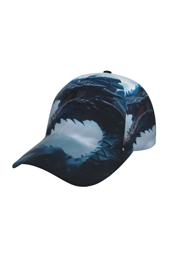 Blue Thunder Storm Dragon Pattern Mens Baseball Cap  Adjustable Curved Brim Hat, Soft Cotton Sports Cap for Outdoor, Casual, and Everyday Wear, Comfortable & Breathable
