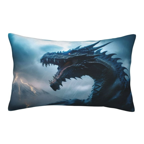 Rateoe Blue Thunder Storm Dragon Pattern Pillow Covers with Invisible Zipper(Pillows are not Included) Standard Pillowcases-16"x24"