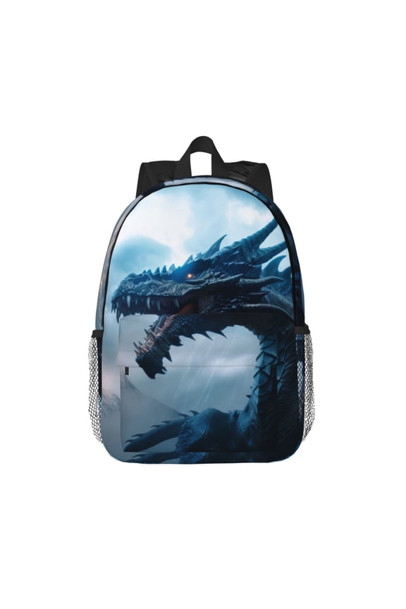 Blue Thunder Storm Dragon Pattern Student Backpack Water-resistant Backpack 15-inch Laptop Backpack Lightweight Adjustable School Backpack