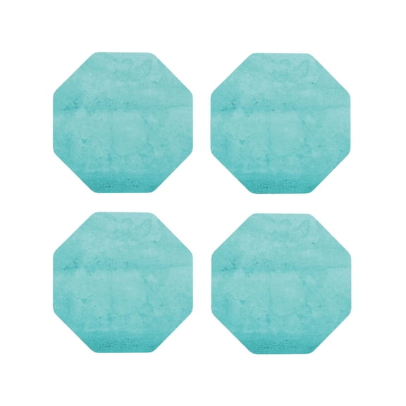 Rateoe Blue And Turquoise Drawing Drink Coasters Set of 4 Leather Coasters Spill Protection for Table Desk,Durable and Non Slip Leather Coaster ,4 Inches Drink Mats-Octagon