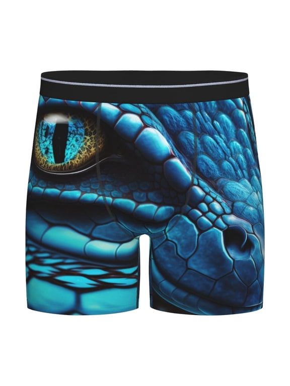 Blue Viper Snake Closeup Face Print Men’s Underwear Boxer Briefs Soft Comfortable Underwear Boxer Briefs, Long Leg Briefs,Anti-chafing Boxer Briefs