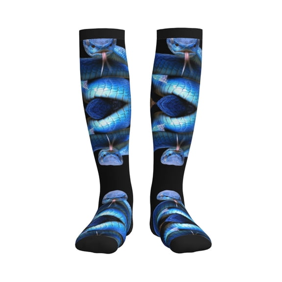 Rateoe Blue Viper Snake Compression Socks for Women and Men 20-30mmHg-Circulation Support Socks Knee High Nurse Pregnant Running Medical and Travel Athletic