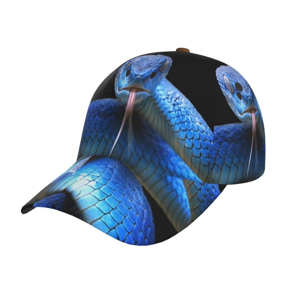 Rateoe Blue Viper Snake Pattern Baseball Cap Outdoor Cap Mountain Dad Hat - Unstructured Soft Cotton Cap-Adjustable UV Protection Cap