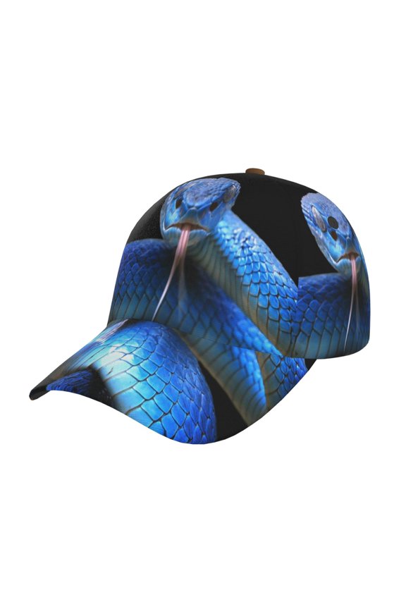 Blue Viper Snake Pattern Baseball Cap Outdoor Cap Mountain Dad Hat - Unstructured Soft Cotton Cap-Adjustable UV Protection Cap