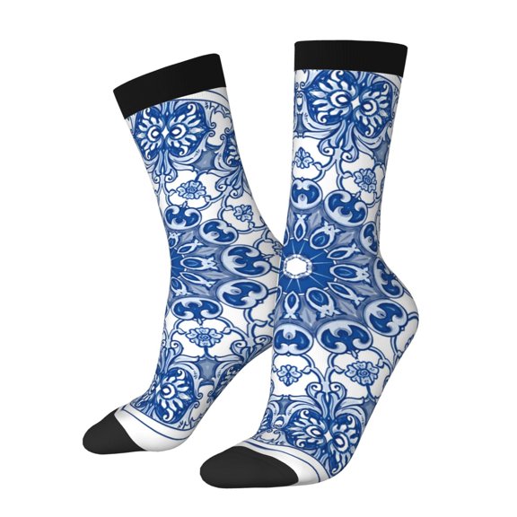 Rateoe Blue Watercolor for Women Casual Calf Socks - Cute Crew Socks - Thin Soft Above Ankle Socks Size 5-11