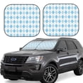 thumbnail image 1 of Rateoe Blue and White Squares Pattern 2 Piece Car Windshield Sun Shade Foldable | Front Windshield Shade for Sun, Heat and UV Rays | Sunshade for Car Front Window-Small, 1 of 6