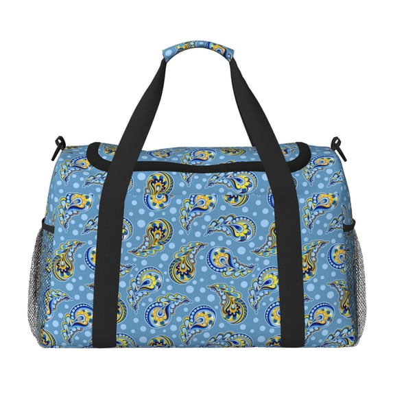 Rateoe Blue paisley pattern Pattern Gym Bag for Women, Duffle Bag for Travel with Wet Pocket, Carry on Weekender Bags for Women, Water Resistant Travel Bag Duffel Bag