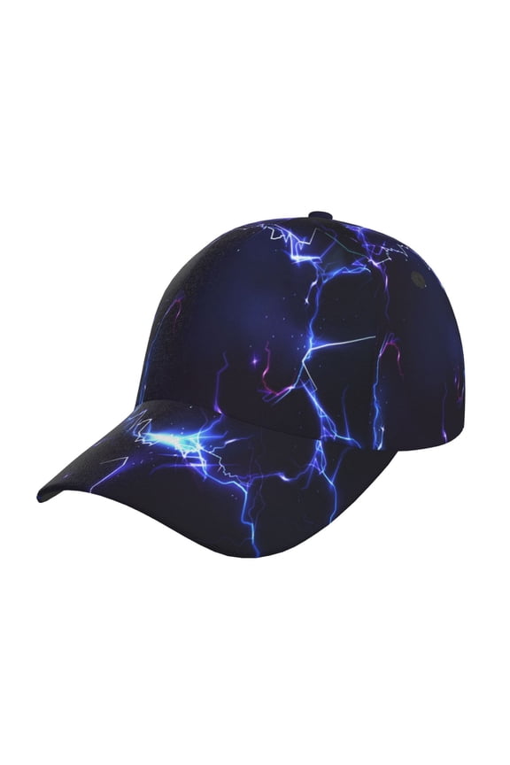 Blue thunder bolt light Pattern Mens Baseball Cap Adjustable Curved Brim Hat, Soft Cotton Sports Cap for Outdoor, Casual, and Everyday Wear, Comfortable & Breathable