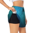 thumbnail image 1 of Rateoe Blue to turquoise Printed 2 in 1 Women's Workout Shorts for Athletic Gym Running Shorts with Phone Pockets-XX-Large, 1 of 7