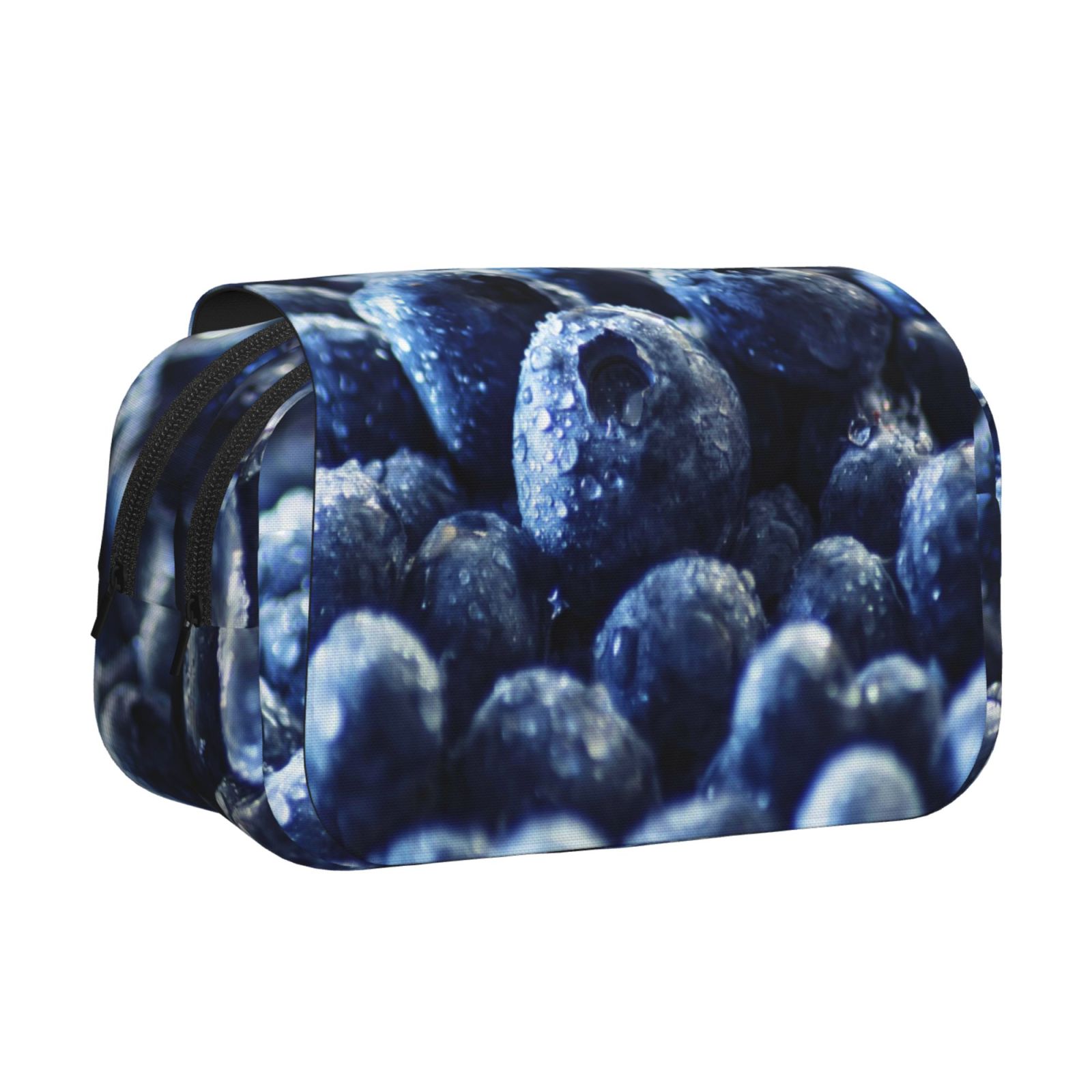 Rateoe Blueberry Pattern Double Clamshell Pen Case, Storage Organizer with Two Zipper Compartments– Holds Up to 50 Pencils & Pens