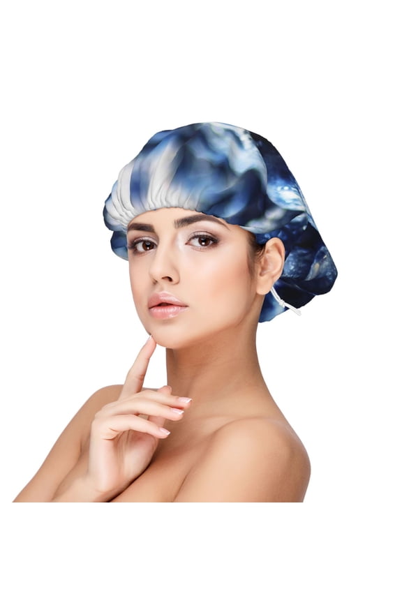 Blueberry Pattern Silk Satin Hair Bonnet for Sleeping, Adjustable Sleep Cap Turban for Women , Curly Straight Hair Long Large Braid