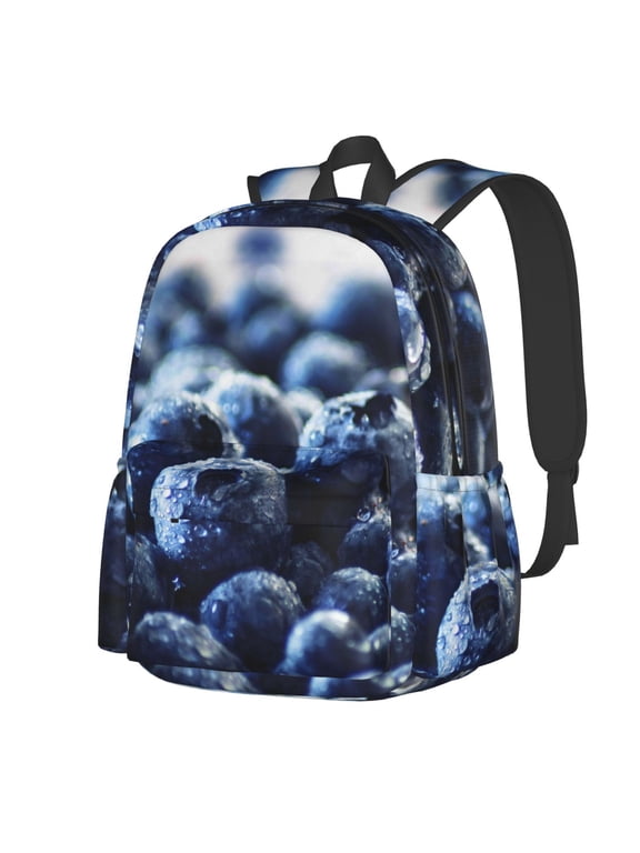 Blueberry Pattern Student Backpack,Backpack for School,Lightweight Bag,Travel Backpack,Outdoor Backpack,Large Capacity Backpack