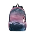 thumbnail image 1 of Rateoe Boat Lighthouse Storm Waves Pattern Canvas College Laptop Backpack,Travel Daypack,Durable Rucksack Travel Notebook Bag School Backpack Book Bag for Men Women-Small, 1 of 7