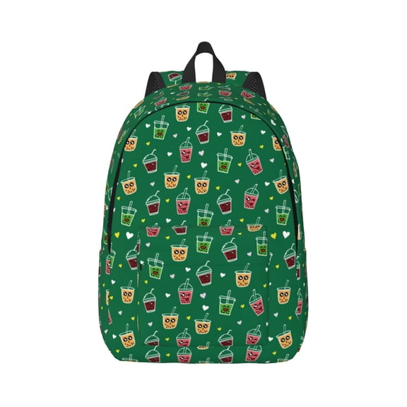 Rateoe Boba Milk Tea Pattern Canvas College Laptop Backpack,Travel Daypack,Durable Rucksack Travel Notebook Bag School Backpack Book Bag for Men Women-Small