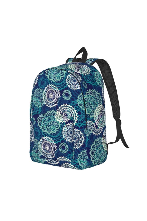 Bohemian Mandala Pattern Durable Canvas Backpack for Men & Women – Stylish & Lightweight – Adjustable Straps, Multiple Pockets – Fits 15-17 Inch LaptopsMedium