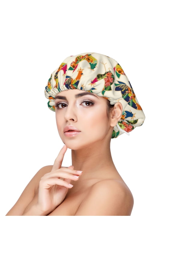 Boho Chicken Pattern Silk Satin Hair Bonnet for Sleeping, Adjustable Sleep Cap Turban for Women , Curly Straight Hair Long Large Braid