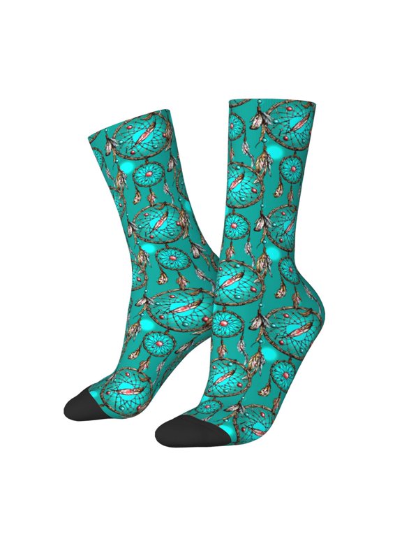 Boho Dreamcatcher for Women Casual Calf Socks - Cute Crew Socks - Thin Soft Above Ankle Socks Size 5-11