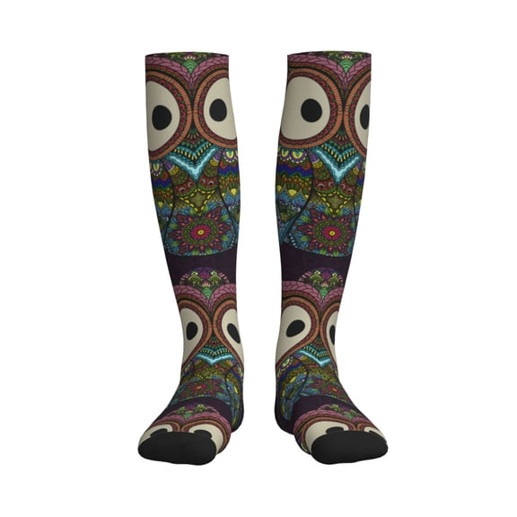 Rateoe Boho Owl Compression Socks for Women and Men 20-30mmHg-Circulation Support Socks Knee High Nurse Pregnant Running Medical and Travel Athletic