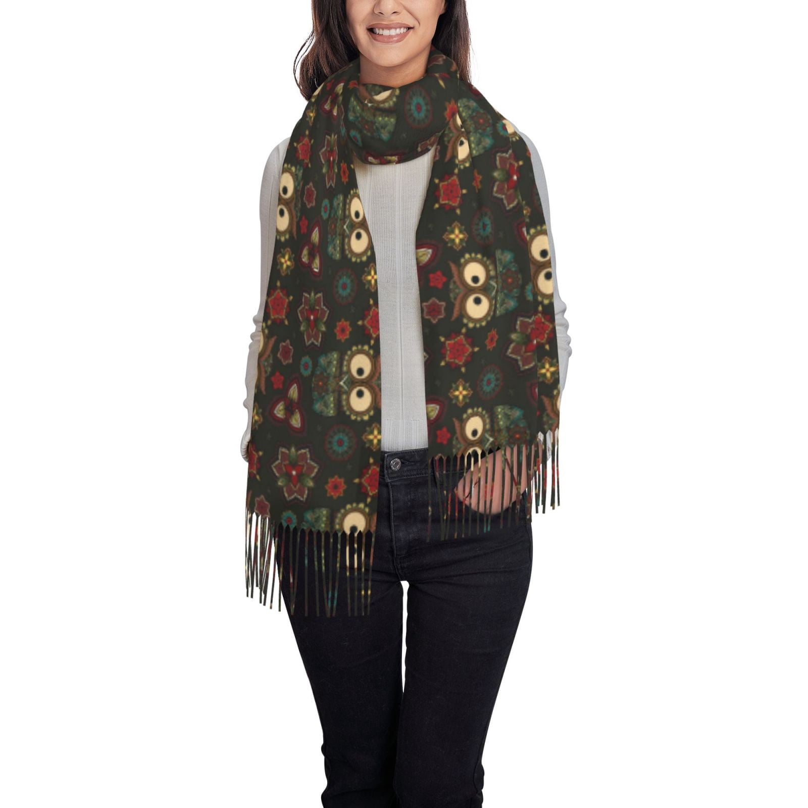 Grande Écharpe Oversize Femme Rétro Florale à Franges - Châle Poncho Imprimé 157,5 X 157,5 Cm, Doux Et Chaud