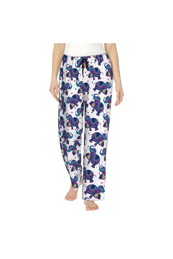 Boho elephant Pattern Women’s Ultra-Soft Comfy Pajama Lounge Pants Sleepwear,Comfortable Lounge Wear,lightweight Pajamas, Casual Home Wear-Small